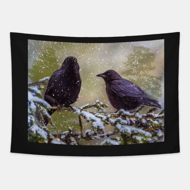 Winter Crows Tapestry by kenmo
