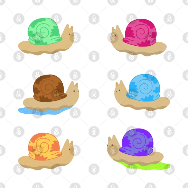 Colorful Kawaii Snails by Sofia Sava