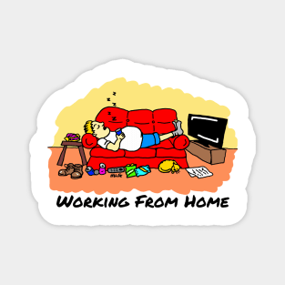 Working From Home Cartoon Magnet