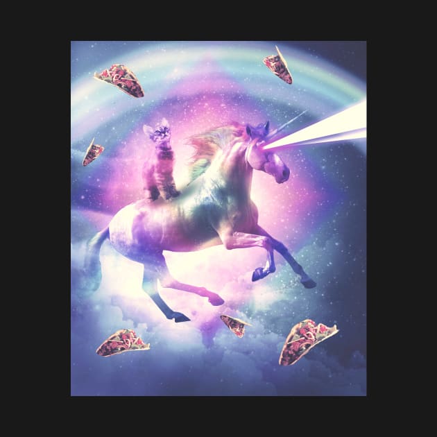 Space Cat Riding Unicorn - Laser, Tacos And Rainbow by Random Galaxy