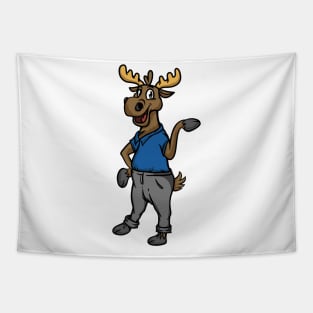 Cute Anthropomorphic Human-like Cartoon Character Moose in Clothes Tapestry