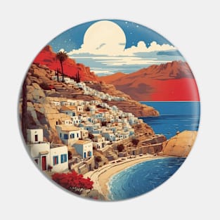 Crete Beach Greece Starry Night Tourism Vintage Poster Pin