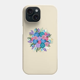 Pink, Teal, and Blue Floral bouquet Phone Case