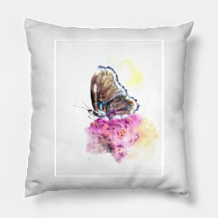 butterfly on flower Pillow