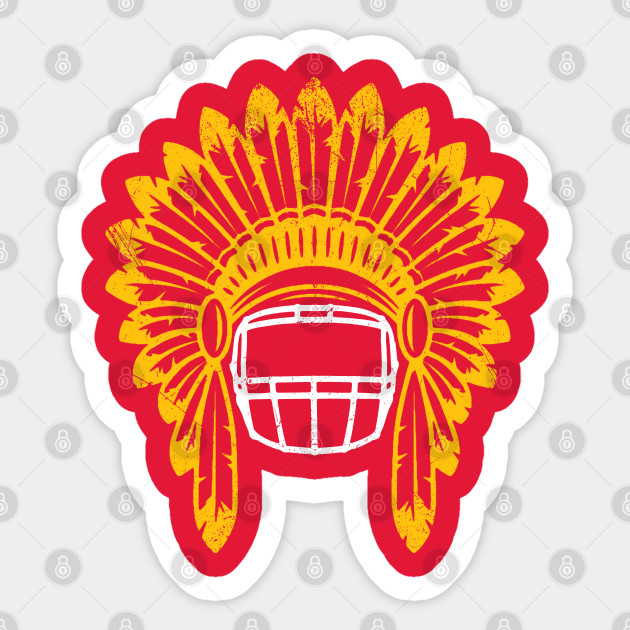 Chiefs Headdress Red 2 Chiefs Sticker Teepublic