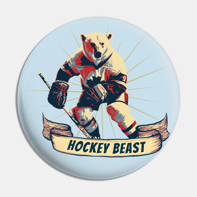 Ice Hockey Polar Bear Hockey Beast Pin by DesignArchitect