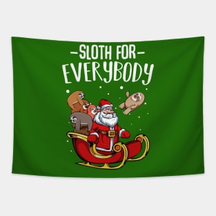 Sloth - Sloth For Everybody - Funny Christmas Santa Claus Tapestry