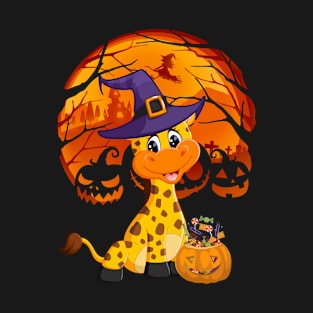 Giraffe pumpkin witch T-Shirt