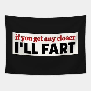 If you get any closer I'll fart, Funny Farting Bumper Tapestry