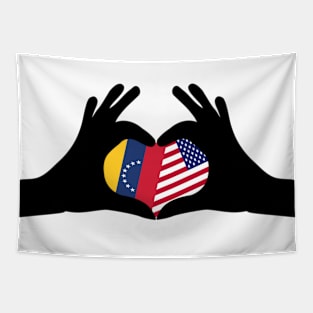 Half Venezuelan Half American Heritage USA Roots & Venezuela DNA Family Flag Design Tapestry