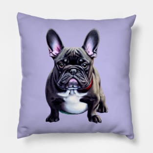 Fluffy Blue French Bulldog Feeling Cute Bulldog Puppy Pillow