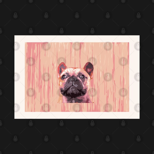 French bulldog, cute frenchie head, pink dog by KINKDesign