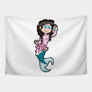 Brunette Mermaid with Pink Outfit Tapestry