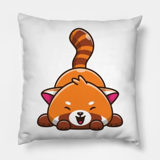 Cute Happy Red Panda Cartoon (2) Pillow