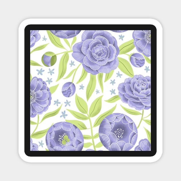 Purple peonies Magnet by Papergrape