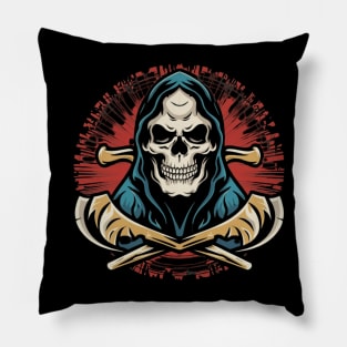 Grim Reaper Tattoo - Embrace the Shadows with Death's Embrace Ink Pillow