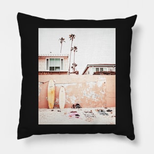 Coastal, Surfing board, Palms, Beach art Sea, Ocean, Fashion art, Modern art, Wall art, Print, Minimalistic, Modern Pillow