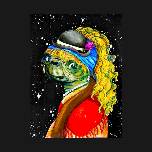 Alien With a Pearl Earring - Art History Meme by rosiemoonart