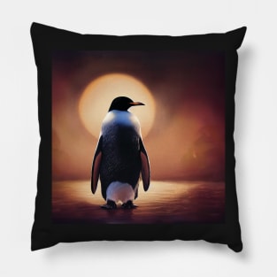 Penguin and Setting Sun Pillow