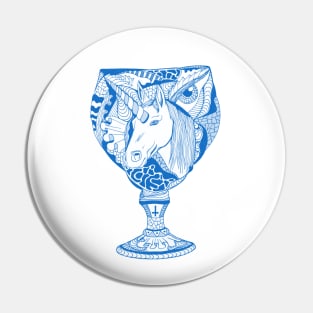 Blue Unicorn Goblet Pin