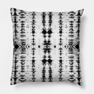 Shibori tiedye black & white vertical stripes Pillow