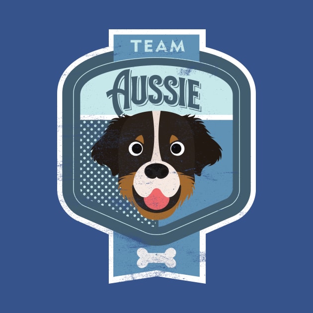 Team Aussie - Distressed Australian Shepherd Beer Label Design by DoggyStyles