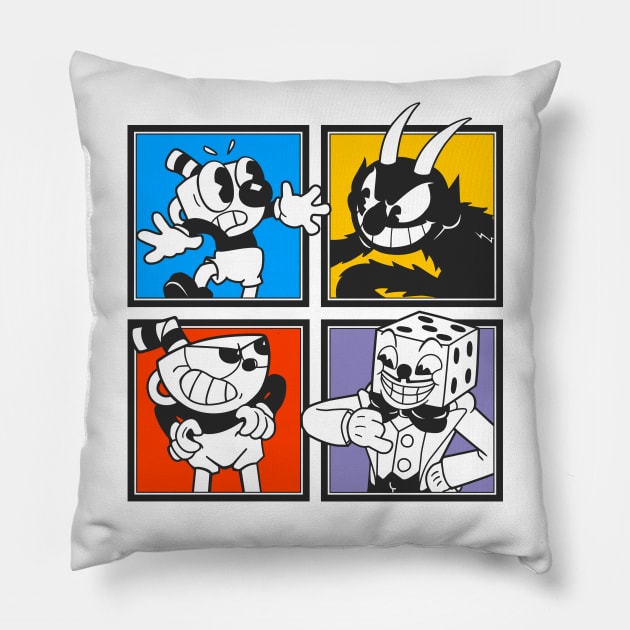 Cuphead Characters Pillow by gamergeek