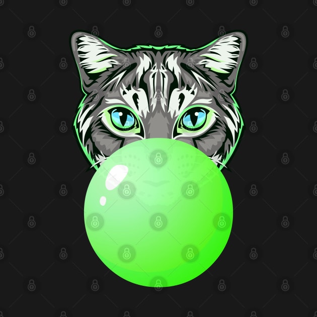 Green Bubblegum Cat by 1001Kites