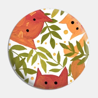 Cats and branches - orange and green Pin