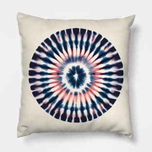 Shibori Pattern Circle in Blue and Red Pillow