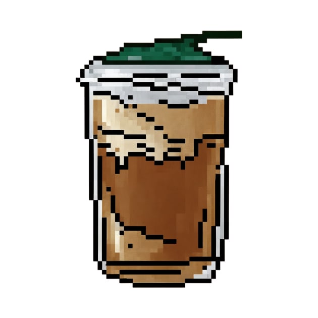 Ice Coffee Pixel Art Vintage Retro Established by Flowering Away