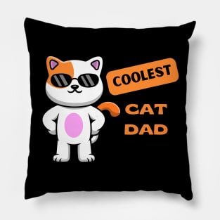 Coolest Cat Dad, Funny Cat Fathert Pillow