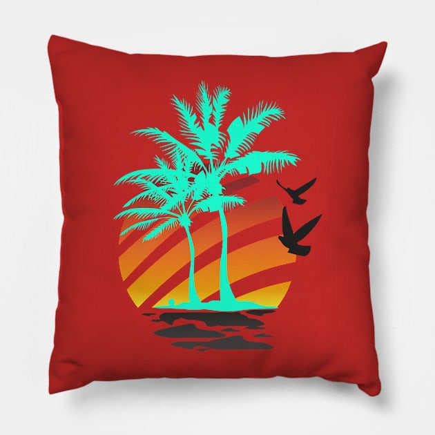 Palm Trees Pillow by CreatenewARTees