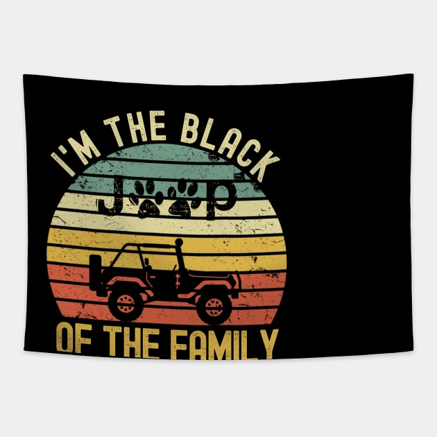 I'm Black Jeep Of The Family Jeep Vintage Jeep Dog Paws Retro Jeep Sunset Jeep Men/Women/Kid Jeep Tapestry by Liza Canida