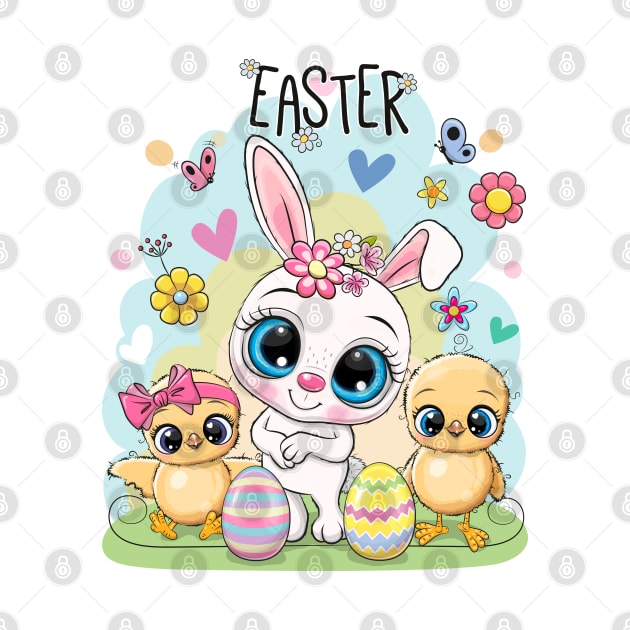 Cute Easter Bunny and Chicks by Reginast777