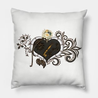 Wonderful steampunk heart, lineart Pillow