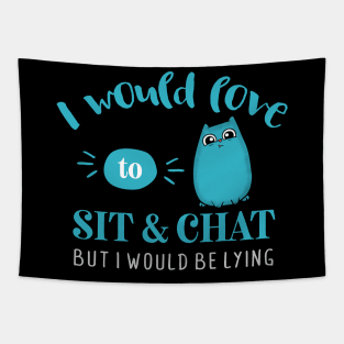 Love to Chat Lying Cute Cat Tapestry