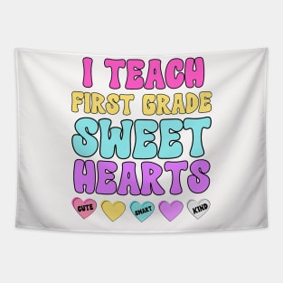 I Teach 1st Grade Sweethearts Retro Valentines Day Teacher Tapestry