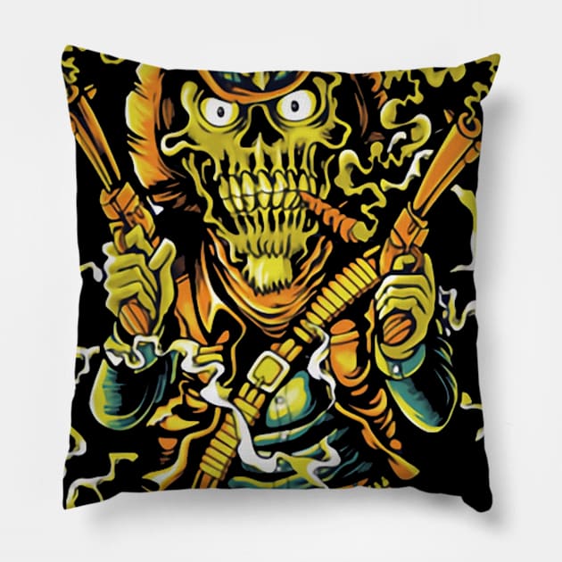 The Cowboy Skull with a Gun Pillow by asokabudaya