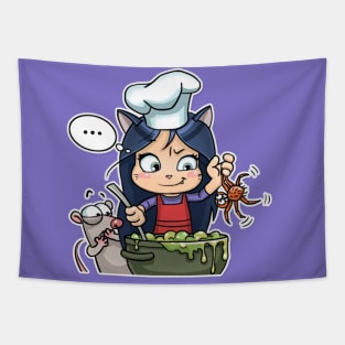 Kitty The Witch Food Chef Tapestry