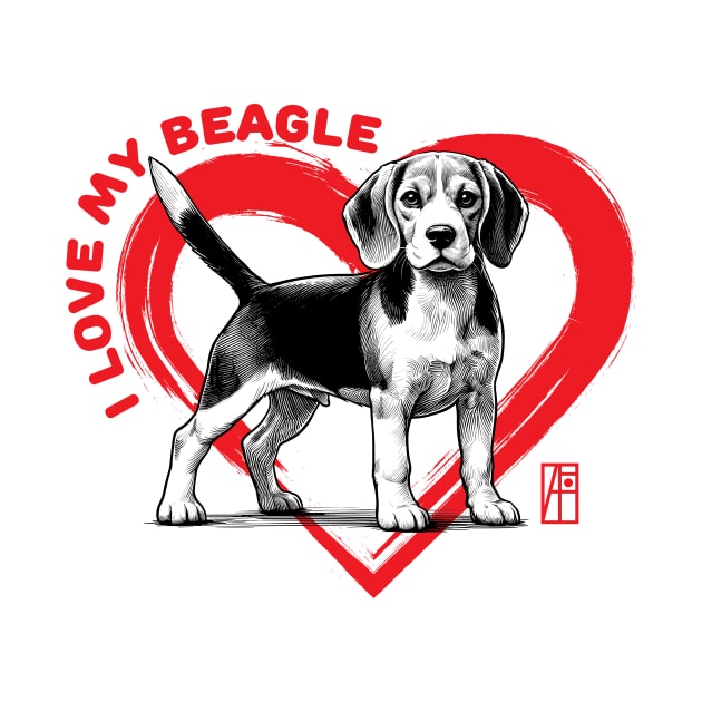 I Love My Beagle - I Love my dog - Cheerful dog by ArtProjectShop