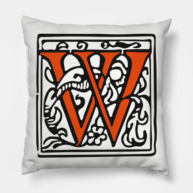 Letter W in an decorative frame Pillow by Creative Art Store