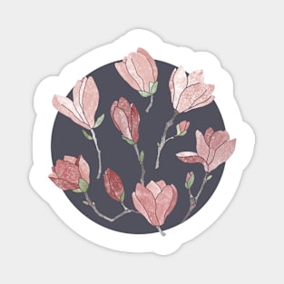 Magnolia flowers on grey Magnet