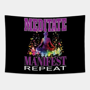 Meditate Manifest Repeat Yoga Buddha Meditation Namaste Tapestry