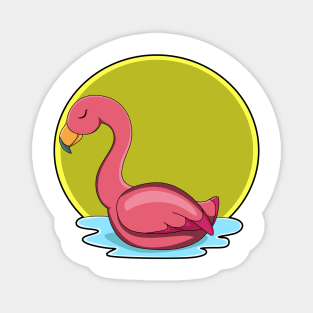 Flamingo in Water with Sun Magnet