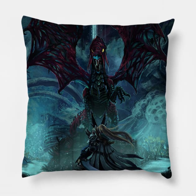 Death Lurks in the Light of the Darkness Pillow by August