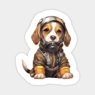Beagle Dog Wearing Gas Mask Magnet