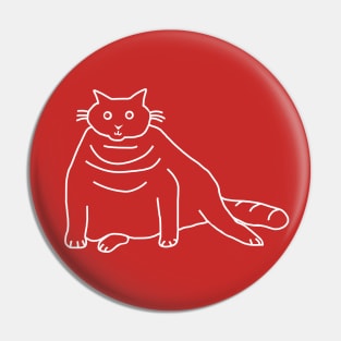 White Line Minimal Chonk Cat Pin