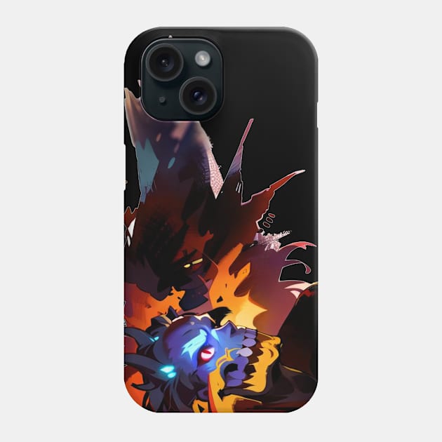 Blue Horned Demon Right Wing Phone Case by gkillerb