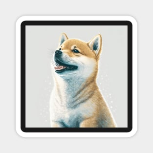 Shiba Inu Dog Realistic Drawing Happy and Laughing Magnet